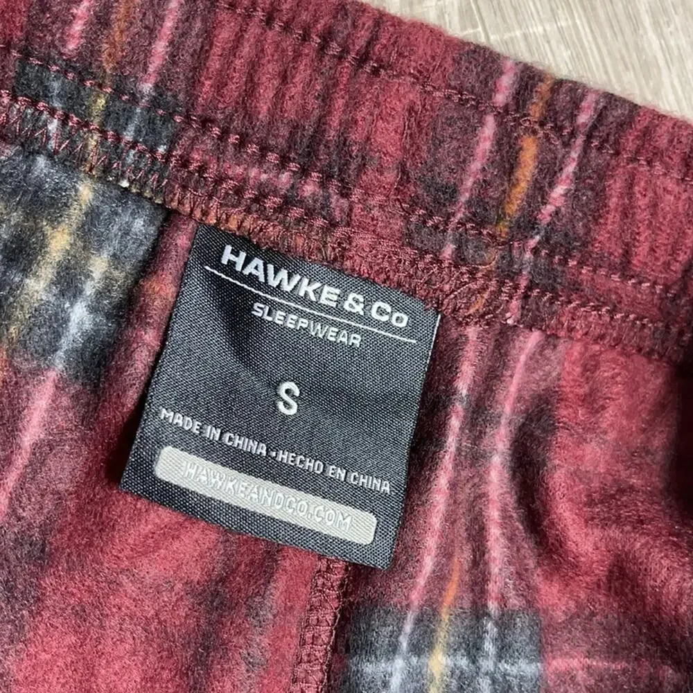 HAWKE & CO Men's Burgundy Plaid Pajama Lounge Pants